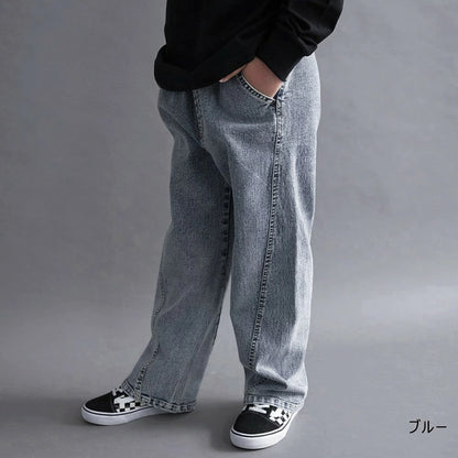 日本童裝 Branshes 牛仔寬腿直筒長褲 100-160cm 男童款/女童款 秋季 PANTS