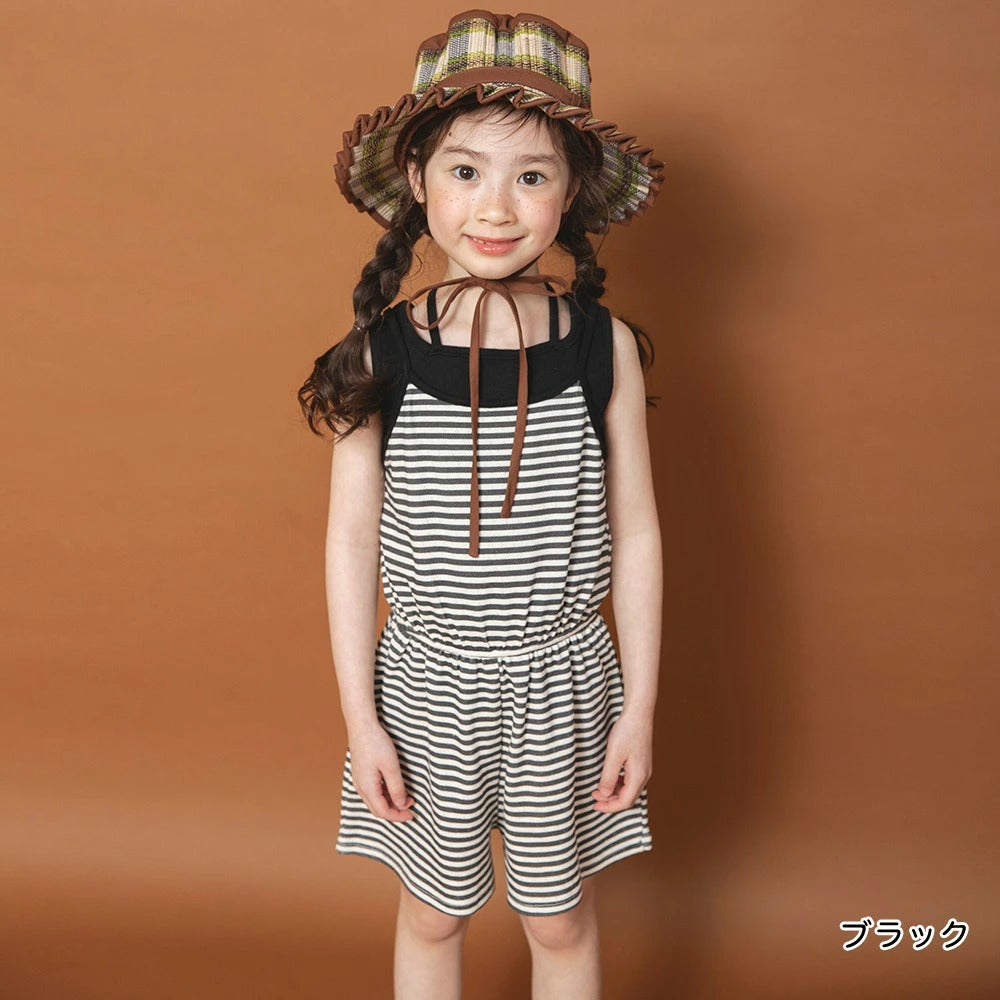 日本童裝 Branshes x りぃー 條紋吊帶連體褲 80-130cm 女童款 夏季 Jumpsuit