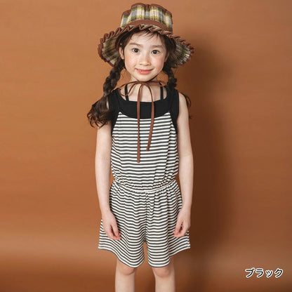 日本童裝 Branshes x りぃー 條紋吊帶連體褲 80-130cm 女童款 夏季 Jumpsuit