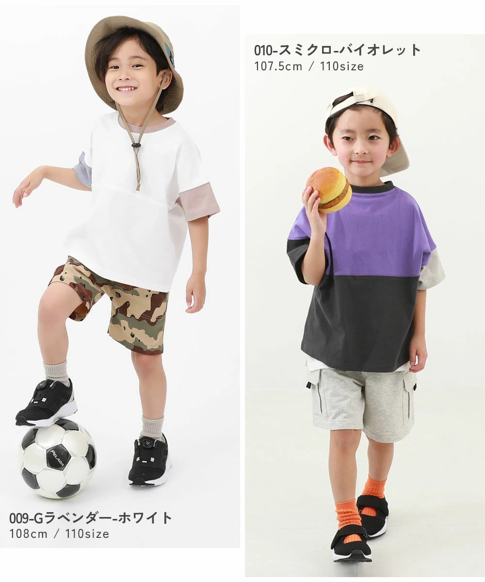 日本童裝 dev!rock 耐穿 耐洗不易變形 撞色拼接短袖上衣 80-160cm 男童款/女童款 TOPS 夏季