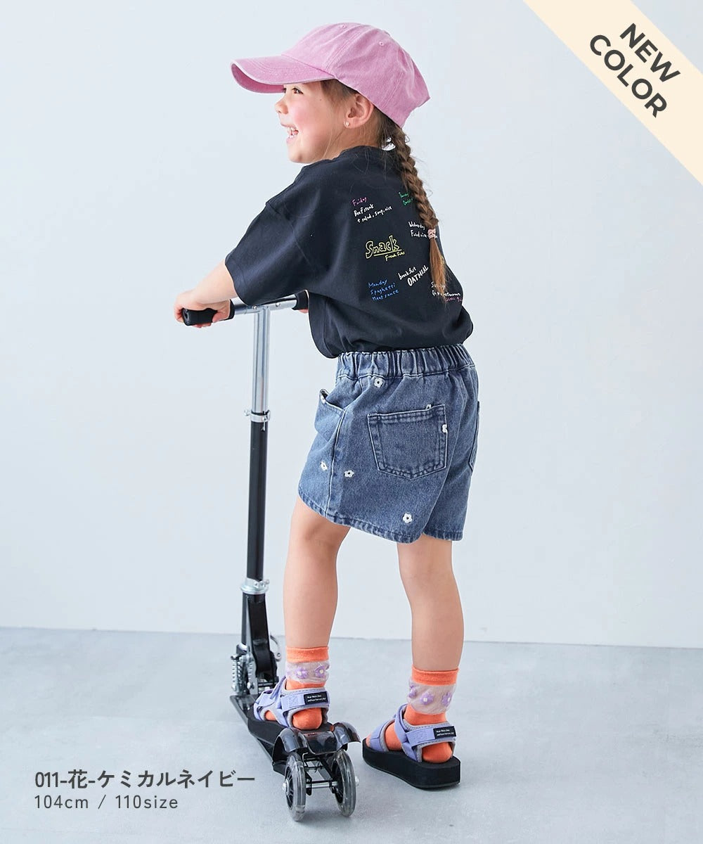 日本童裝 dev!rock 愛心花朵刺繡牛仔短褲 100-160cm 女童款 夏季 PANTS