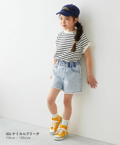 日本童裝 dev!rock 寬鬆水洗牛仔短褲 100-160cm 女童款 夏季 PANTS