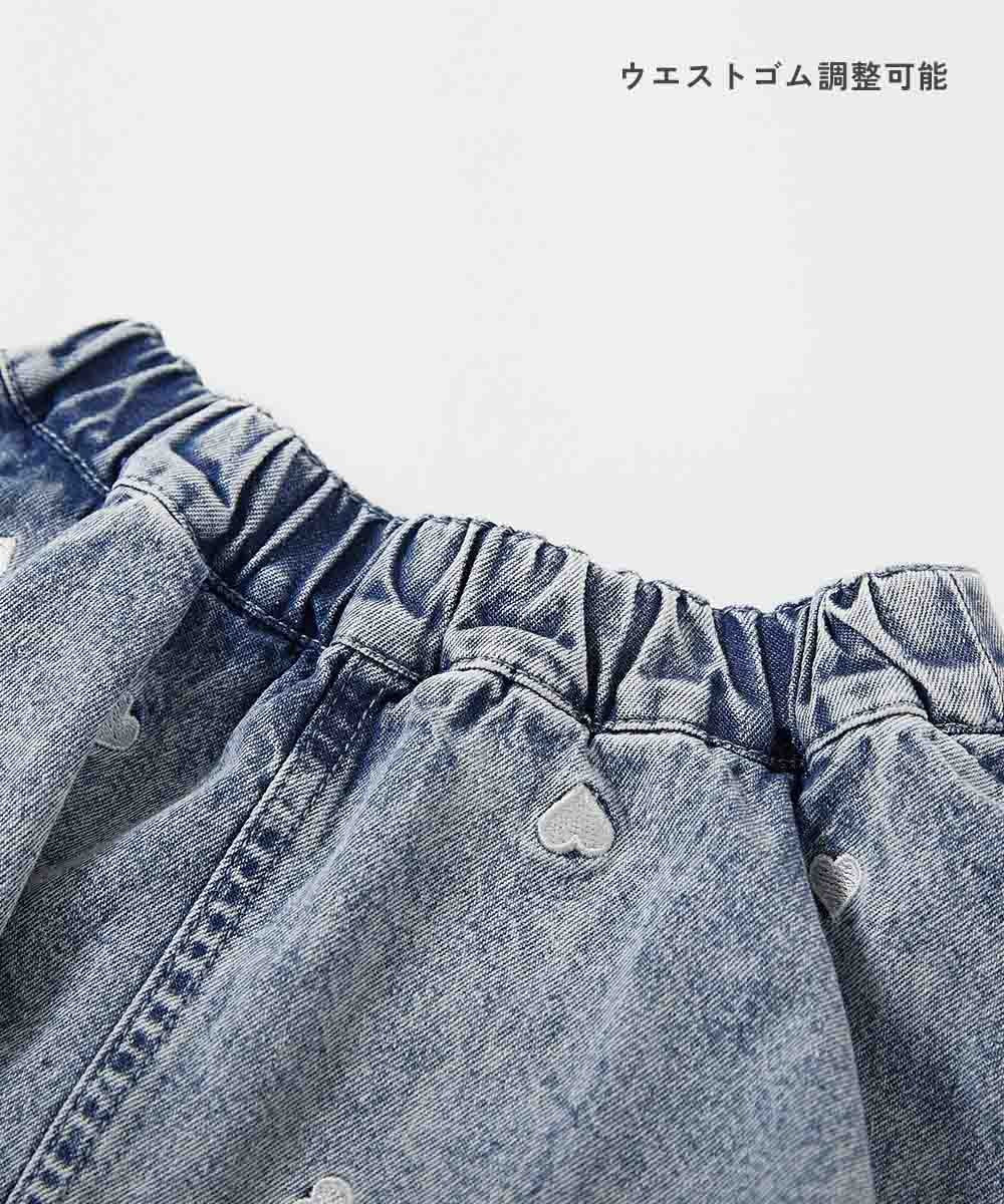 日本童裝 dev!rock 心形刺繡牛仔短裙 100-160cm 女童款 夏季 SKIRTS