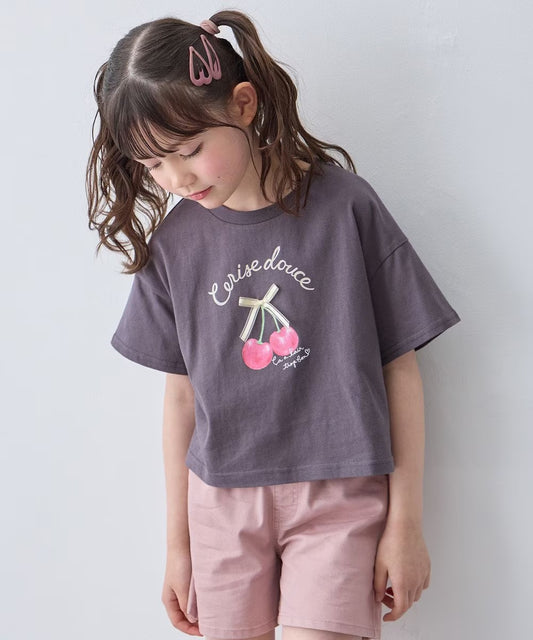 日本童裝 aF#a325 車厘子印花上衣 110-160cm 女童款 夏季 TOPS