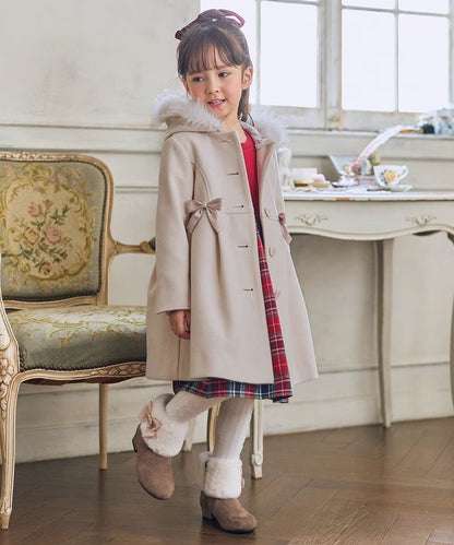 日本童裝 aF#a325 格紋拼接連衣裙 110-150cm 女童款 冬季 DRESSES 聖誕紅/新年紅