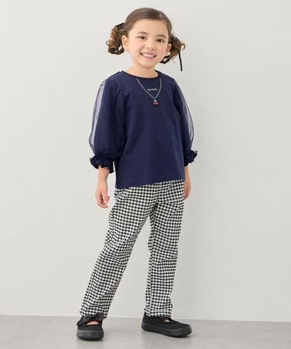 日本童裝 aF#a325 薄紗七分袖上衣 100-150cm 女童款 夏季 TOPS