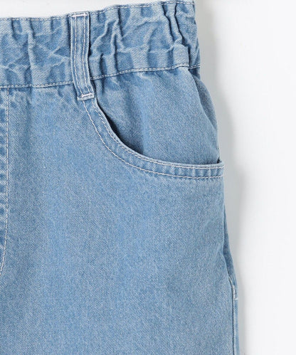 日本童裝 aF#a325 刺繡闊腳牛仔長褲 110-160cm 女童款 夏季 PANTS