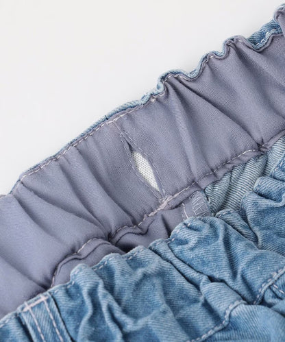 日本童裝 aF#a325 刺繡闊腳牛仔長褲 110-160cm 女童款 夏季 PANTS