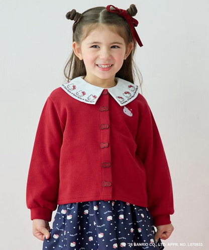 日本童裝 ANY#26 x Sanrio Hello Kitty 蝴蝶扣外套 100-150cm 女童款 秋季 OUTERWEAR 聖誕紅/新年紅