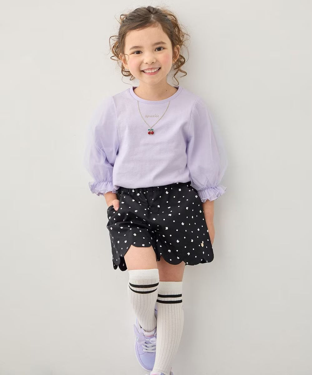 日本童裝 aF#a325 薄紗七分袖上衣 100-150cm 女童款 夏季 TOPS