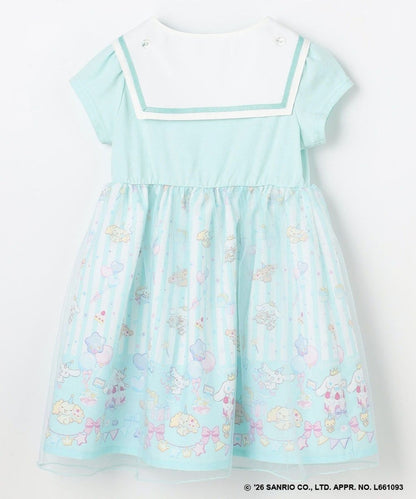 日本童裝 aF#a325 x Sanrio Cinnamoroll 2Way 領可拆 水手領連身裙 100-150cm 女童款 夏季 DRESSES