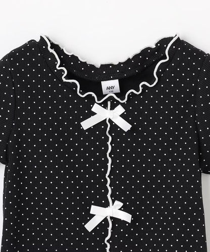 日本童裝 aF#a325 波點蝴蝶結上衣 110-160cm 女童款 夏季 TOPS