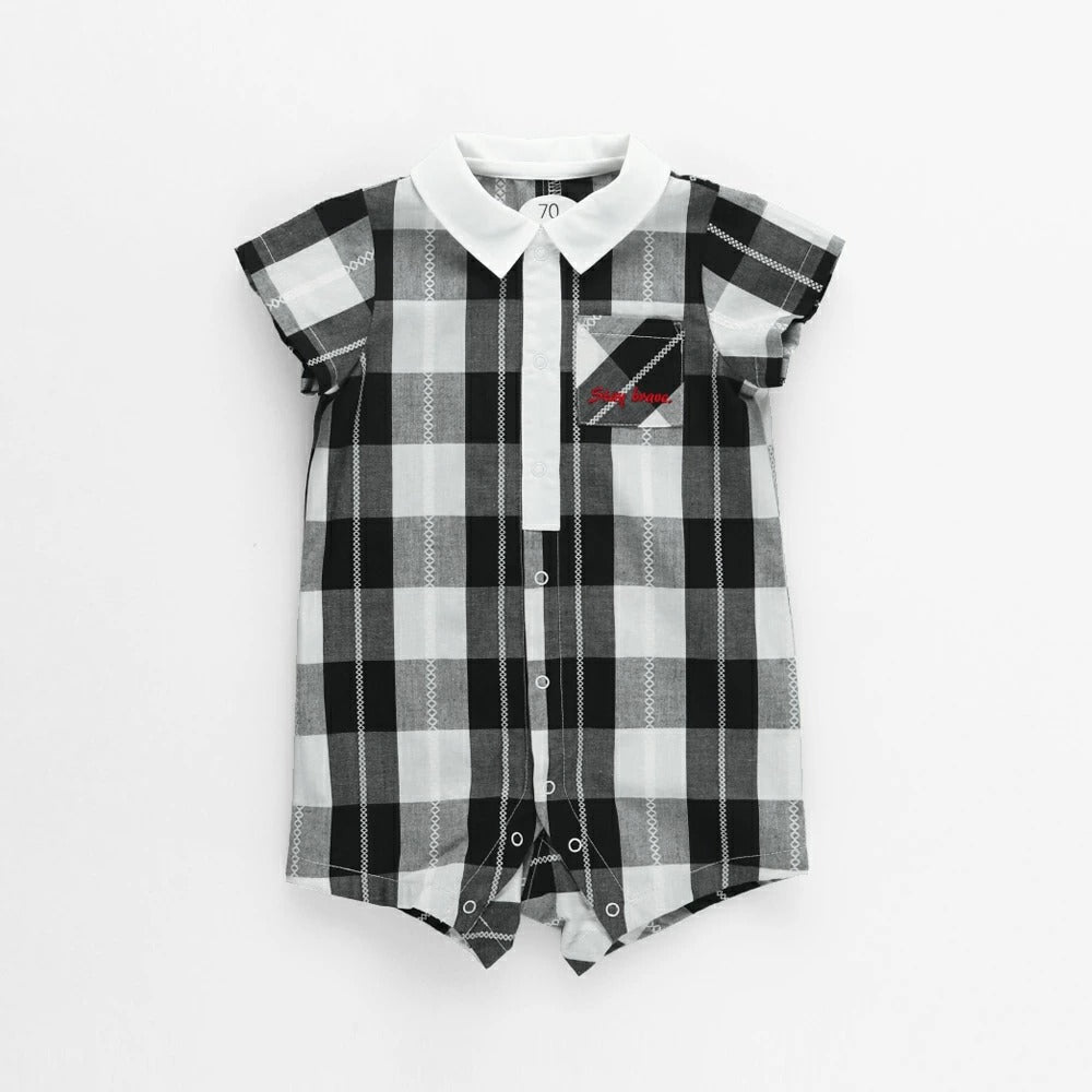 日本童裝 Branshes 格紋連衣 70-80cm 男童款 初生嬰兒 夏季 Jumpsuit