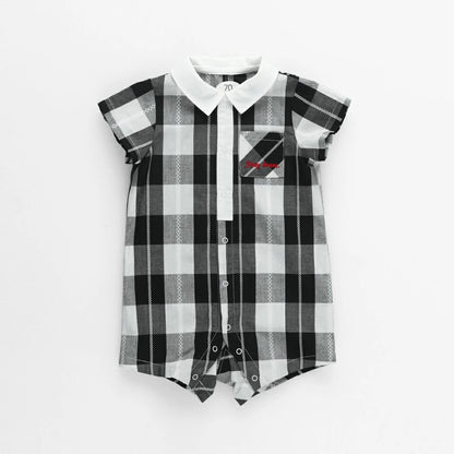 日本童裝 Branshes 格紋連衣 70-80cm 男童款 初生嬰兒 夏季 Jumpsuit
