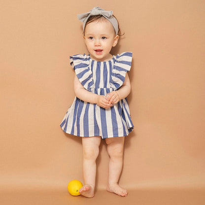 日本童裝 Branshes 染色條紋連衣 70-80cm 女童款 初生嬰兒 夏季 Jumpsuit