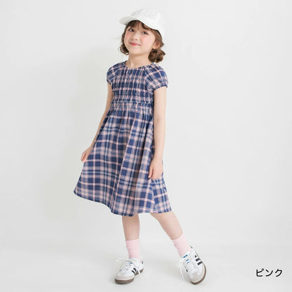日本童裝 Branshes 短袖皺褶連身裙 80-150cm 女童款 夏季 DRESSES
