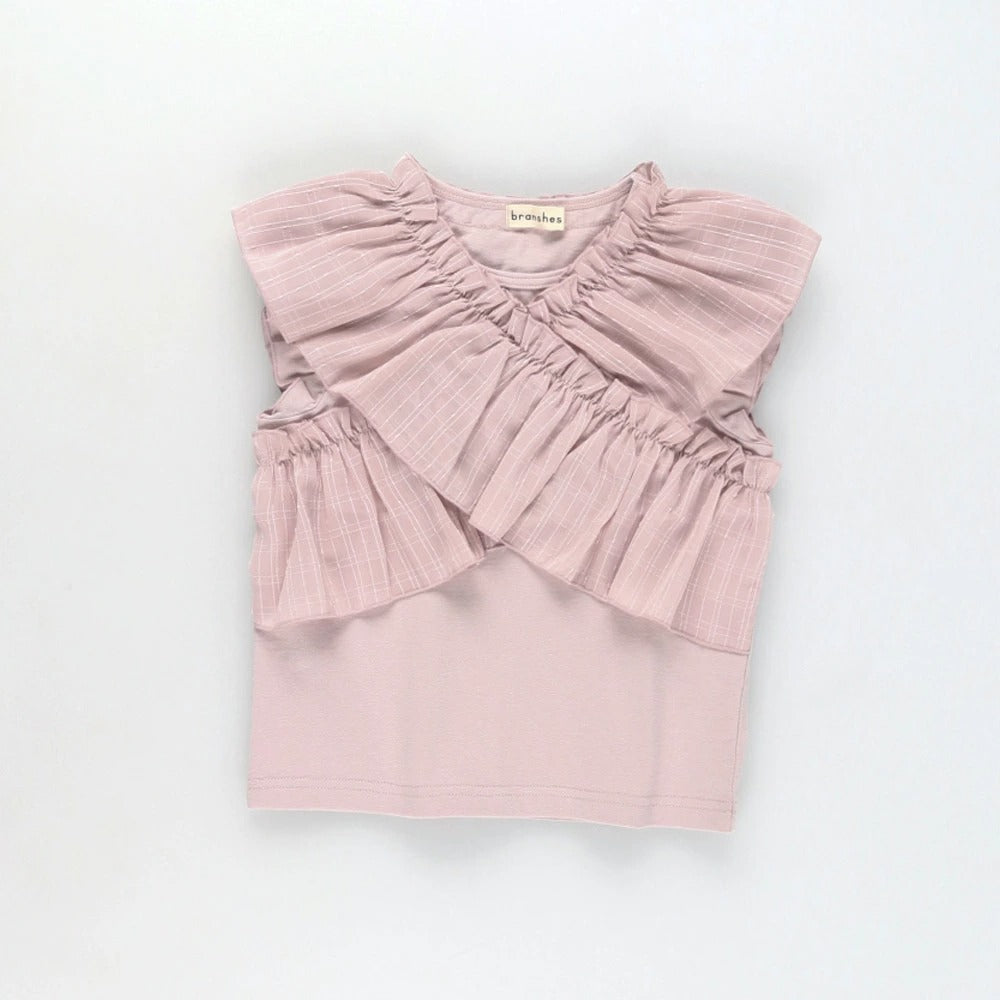 日本童裝 Branshes 荷葉邊交叉上衣 80-150cm 女童款 夏季 TOPS