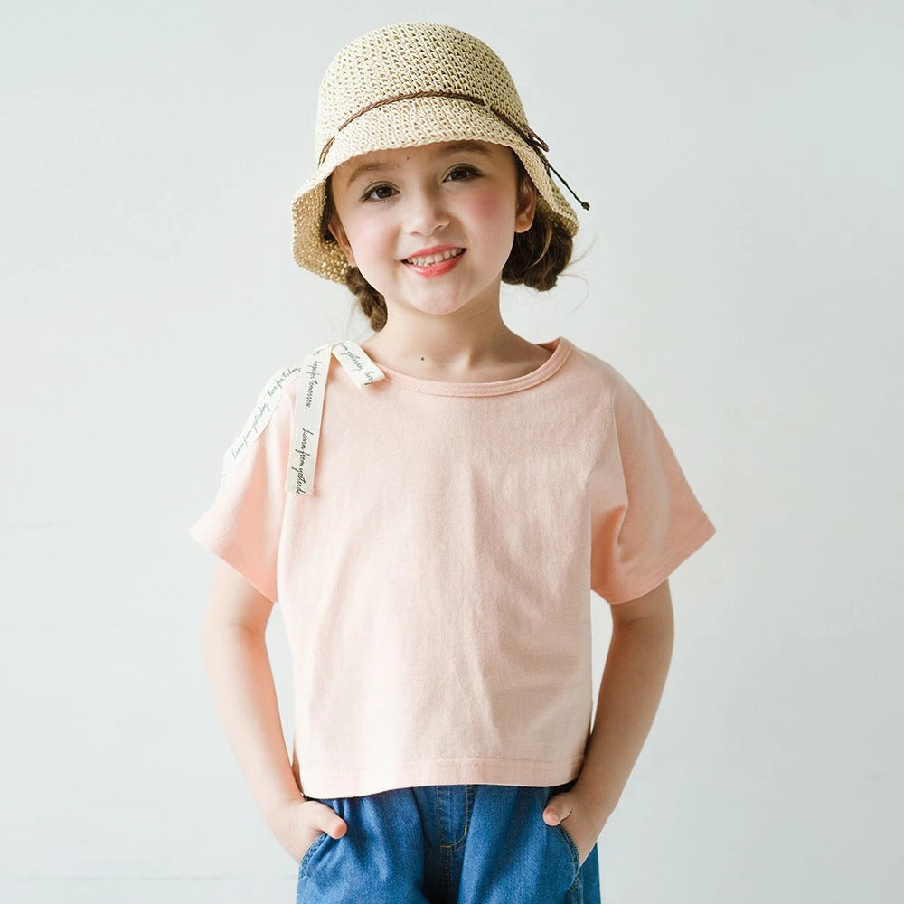 日本童裝 Branshes 蝴蝶結露肩上衣 80-150cm 女童款 夏季 TOPS