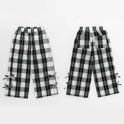 日本童裝 Branshes 格紋緞帶長褲 80-150cm 女童款 夏季 PANTS