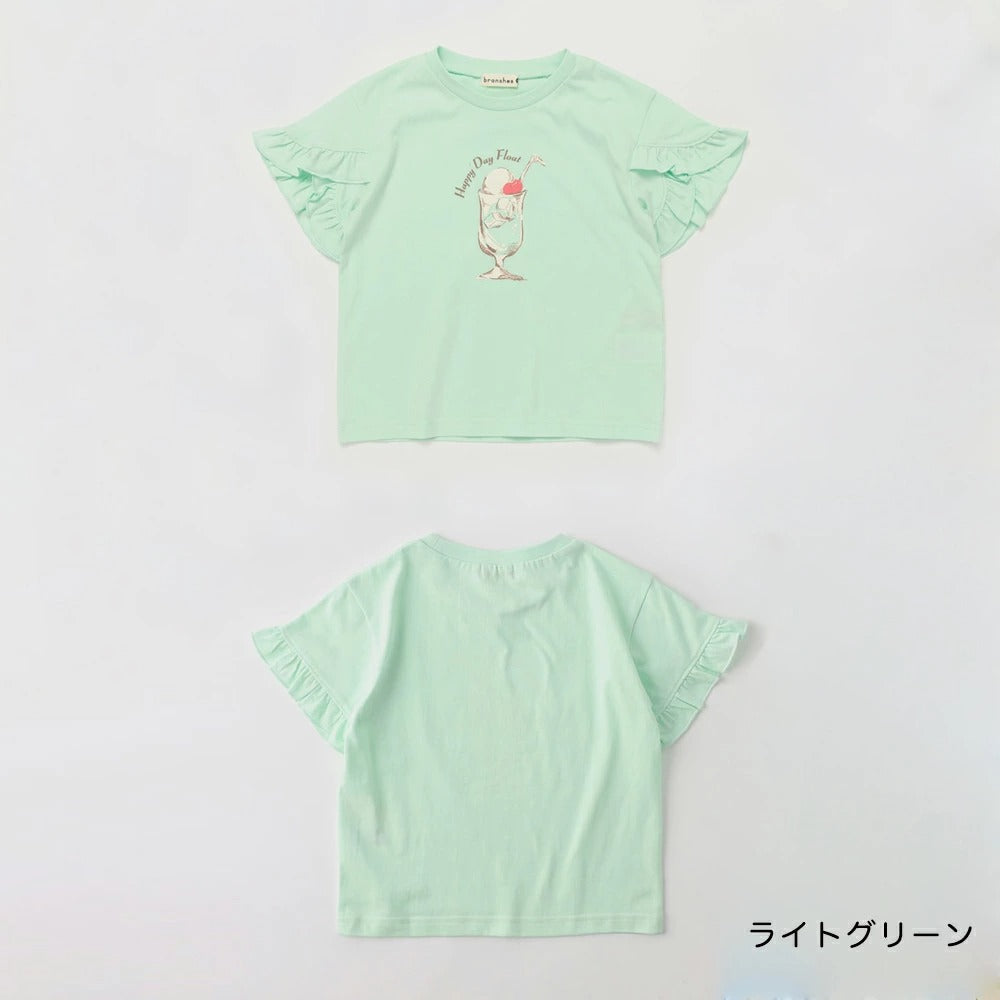 日本童裝 Branshes 吸水速乾 荷葉邊袖短袖上衣 80-150cm 女童款 夏季 TOPS