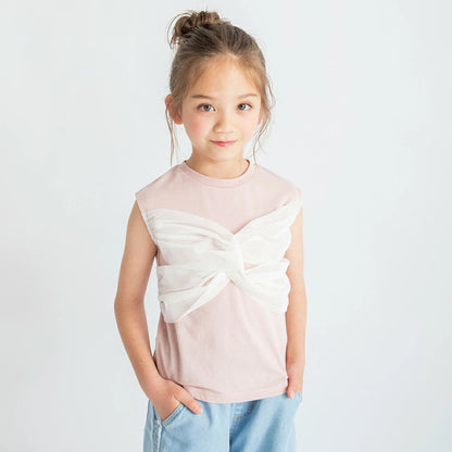 日本童裝 Branshes 薄紗邊法式袖上衣 80-150cm 女童款 夏季 TOPS