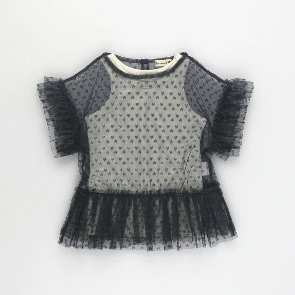 日本童裝 Branshes 心形薄紗上衣及背心套裝 90-150cm 女童款 夏季 TOPS