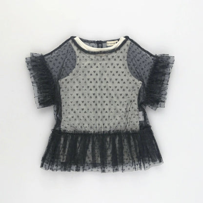日本童裝 Branshes 心形薄紗上衣及背心套裝 90-150cm 女童款 夏季 TOPS
