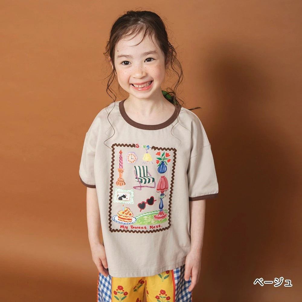 日本童裝 Branshes x りぃー 印花短袖上衣 80-130cm 女童款 夏季 TOPS