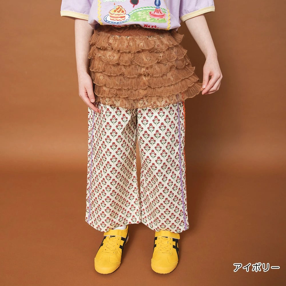 日本童裝 Branshes x りぃー 印花寬腿長褲 80-130cm 女童款 夏季 PANTS