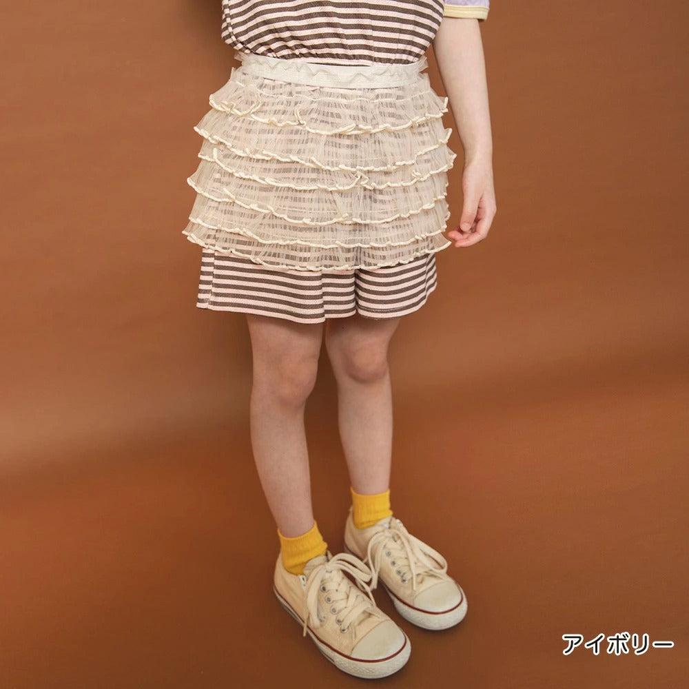 日本童裝 Branshes x りぃー 薄紗荷葉邊短裙 80-130cm 女童款 夏季 SKIRTS