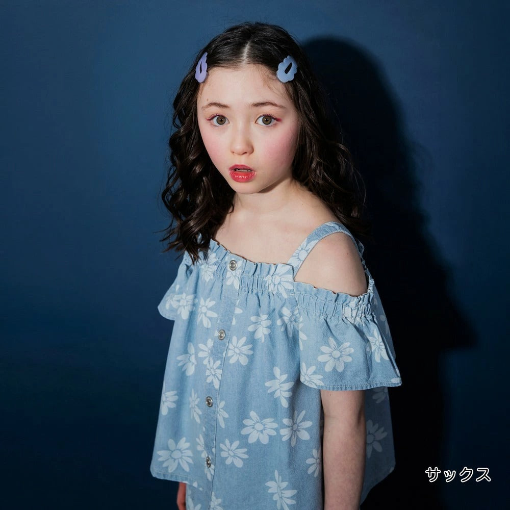日本童裝 Branshes【Ou? by EDWIN】露肩牛仔吊帶上衣 90-150cm 女童款 夏季 TOPS