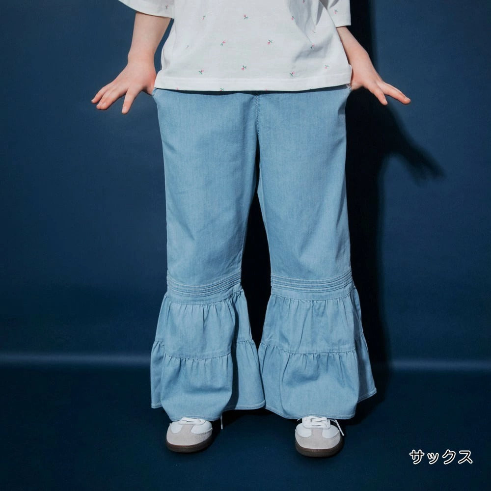 日本童裝 Branshes【Ou? by EDWIN】牛仔荷葉邊喇叭褲 90-150cm 女童款 夏季 PANTS