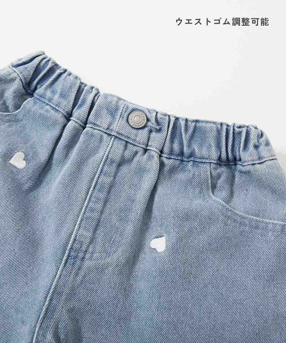 日本童裝 dev!rock 愛心花朵刺繡牛仔短褲 100-160cm 女童款 夏季 PANTS