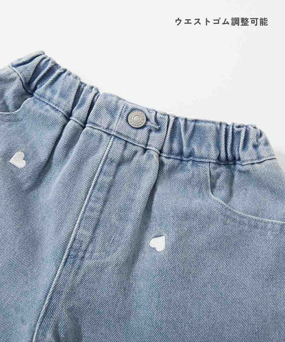 日本童裝 dev!rock 愛心花朵刺繡牛仔短褲 100-160cm 女童款 夏季 PANTS