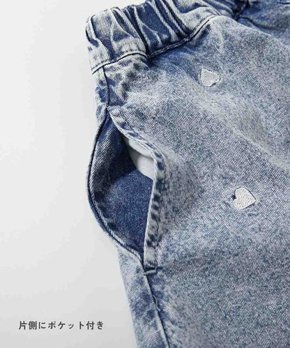 日本童裝 dev!rock 心形刺繡牛仔短裙 100-160cm 女童款 夏季 SKIRTS