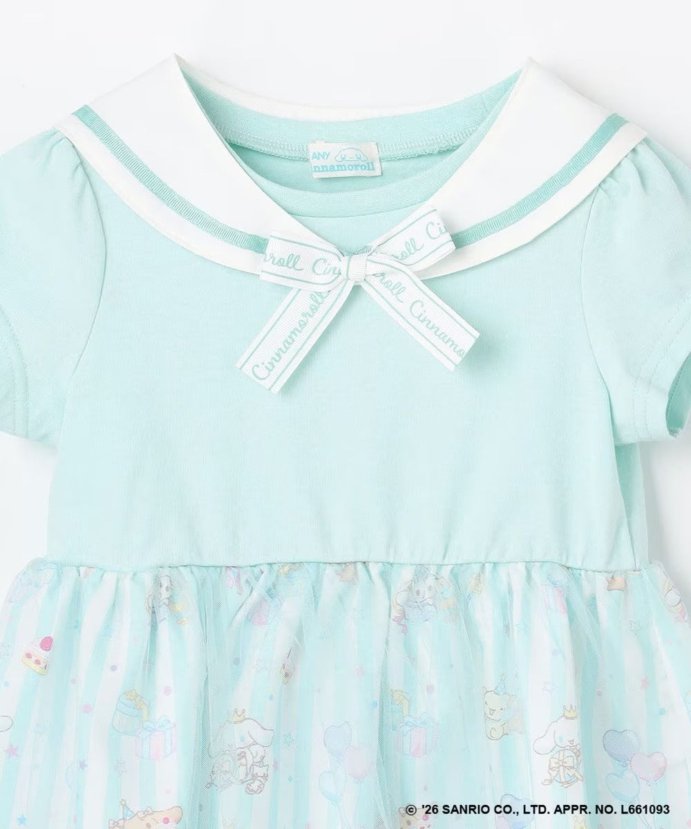 日本童裝 aF#a325 x Sanrio Cinnamoroll 2Way 領可拆 水手領連身裙 100-150cm 女童款 夏季 DRESSES