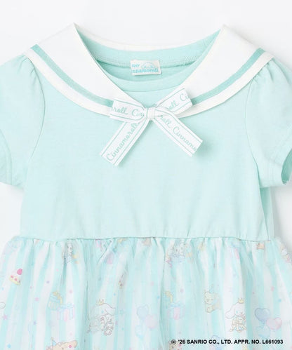 日本童裝 aF#a325 x Sanrio Cinnamoroll 2Way 領可拆 水手領連身裙 100-150cm 女童款 夏季 DRESSES