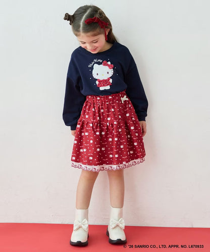 日本童裝 ANY#26 x Sanrio Hello Kitty 貼花長袖上衣 110-150cm 女童款 秋季 TOPS 聖誕紅/新年紅