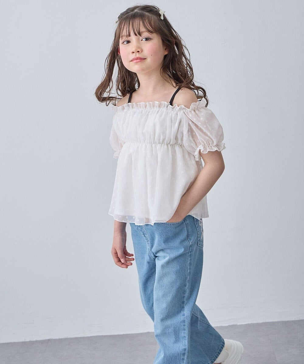 日本童裝 aF#a325 2Way 吊帶露肩上衣 110-160cm 女童款 夏季 TOPS