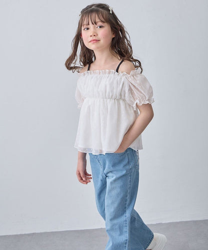 日本童裝 aF#a325 2Way 吊帶露肩上衣 110-160cm 女童款 夏季 TOPS