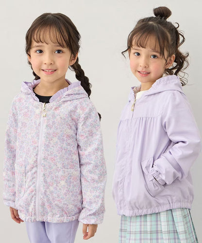 日本童裝 aF#a325 2Way 防水系列 雙面兩著 帽可拆 花邊風褸 100-150cm 女童款 春季 OUTERWEAR