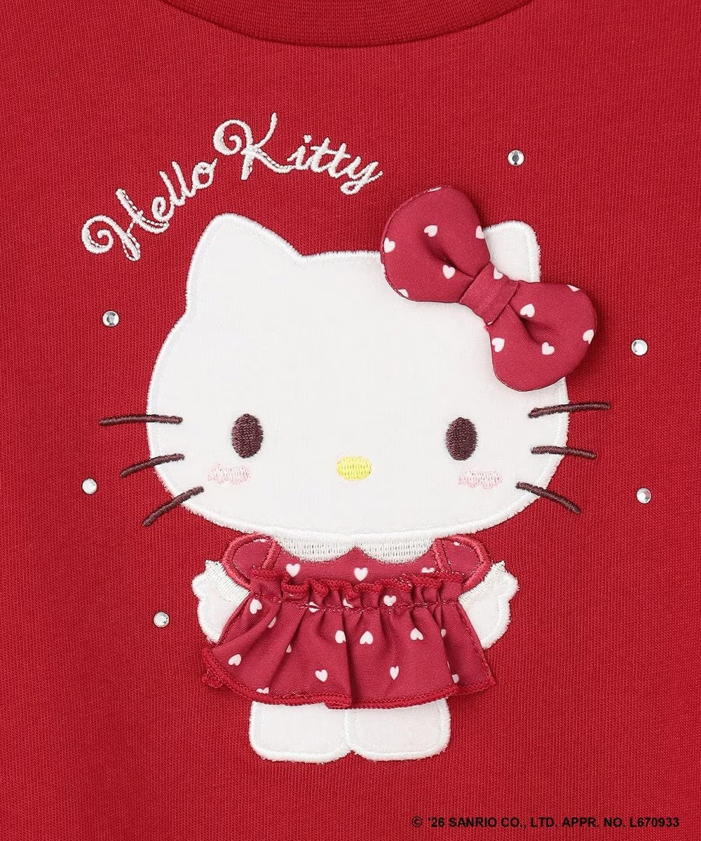 日本童裝 ANY#26 x Sanrio Hello Kitty 貼花長袖上衣 110-150cm 女童款 秋季 TOPS 聖誕紅/新年紅