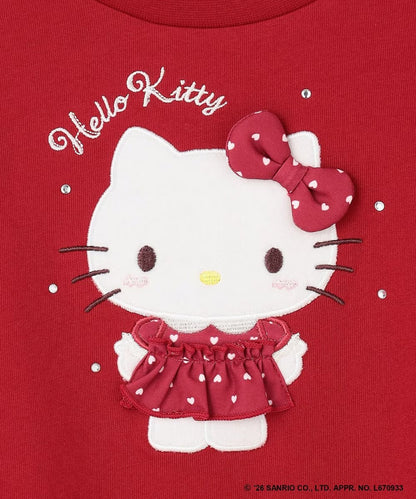 日本童裝 ANY#26 x Sanrio Hello Kitty 貼花長袖上衣 110-150cm 女童款 秋季 TOPS 聖誕紅/新年紅