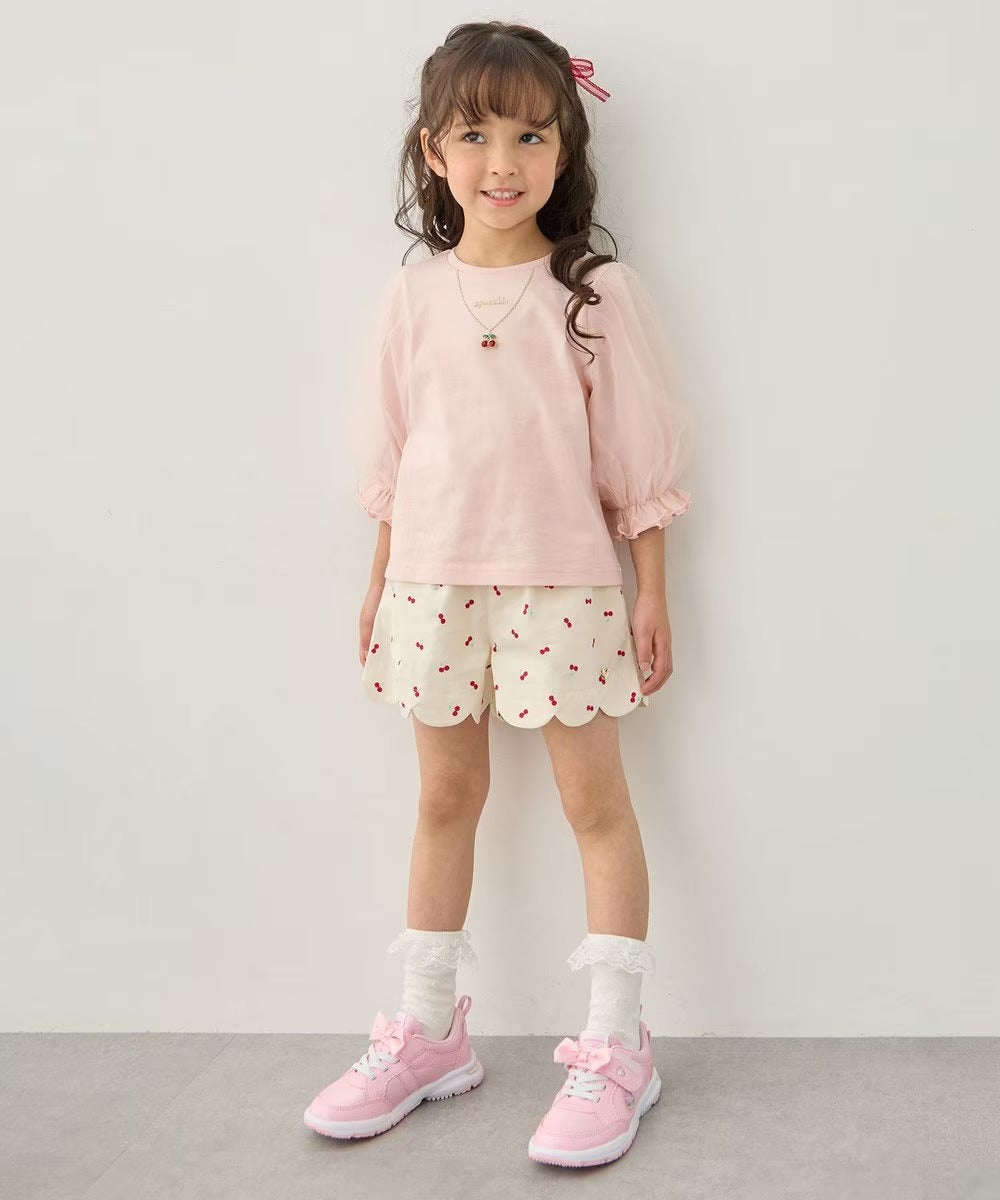 日本童裝 aF#a325 薄紗七分袖上衣 100-150cm 女童款 夏季 TOPS