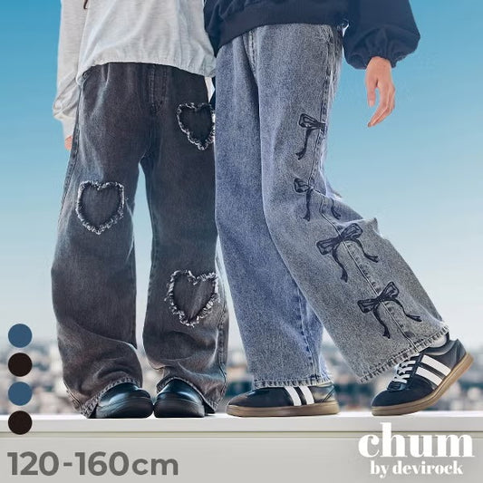 日本童裝 dev!rock 牛仔闊腿褲 120-160cm 女童款 冬季 PANTS