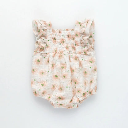 日本童裝 Branshes 花卉印花連衣 70-80cm 女童款 初生嬰兒 夏季 Jumpsuit