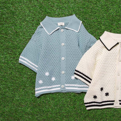 日本童裝 Branshes 鉤針編織夏季針織上衣/外套 90-150cm 男童款 夏季 TOPS OUTERWEAR