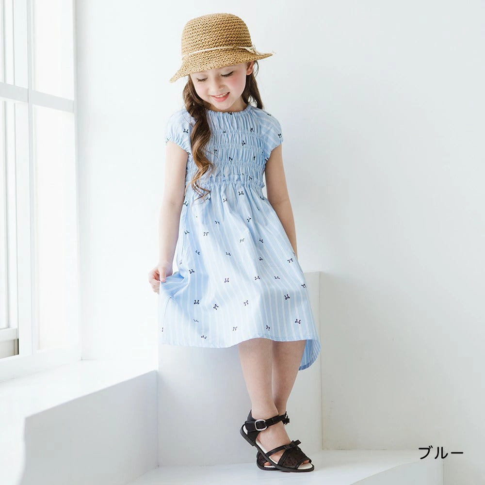 日本童裝 Branshes 短袖皺褶連身裙 80-150cm 女童款 夏季 DRESSES