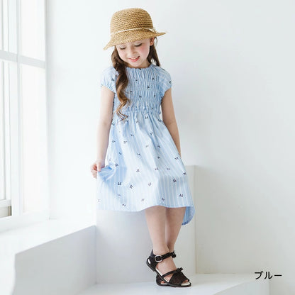 日本童裝 Branshes 短袖皺褶連身裙 80-150cm 女童款 夏季 DRESSES