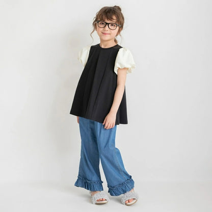日本童裝 Branshes 泡泡袖裙邊上衣 80-150cm 女童款 夏季 TOPS